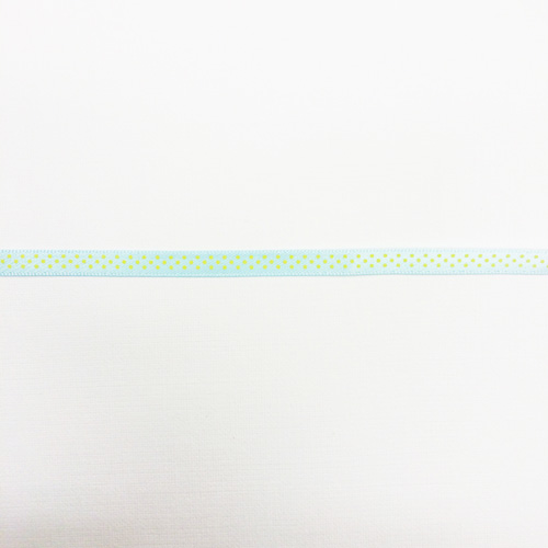 Лента атласная 6 мм с рисунком "Жёлтые точки на голубом"