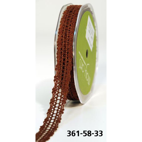 Кружево вязаное May Arts 16 мм. Цвет коричневый.