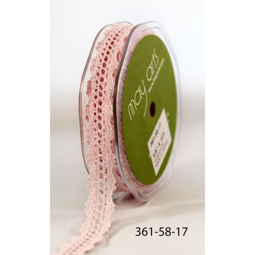 Кружево вязаное May Arts 16 мм. Цвет розовый.