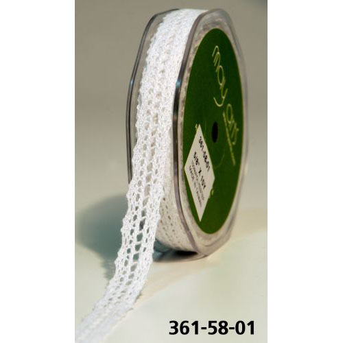 Кружево вязаное May Arts 16 мм. Цвет белый.