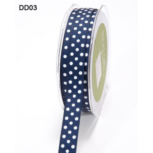 Лента репсовая в горошек May Arts. Цвет синий.