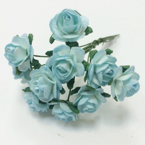 Букет мини-розочек открытых. Цвет голубой