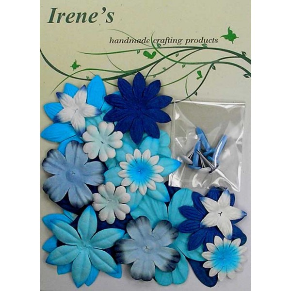 Набор "Цветочки + брадс". Цвет голубой.