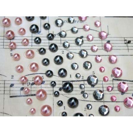Набор страз и полубусин Scrapberrys" , серый, розовый