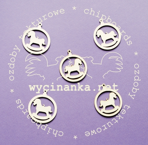 Вырубные элементы из чипборда "Подвески круглые с лошадкой", (77)