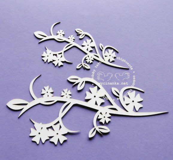 Вырубные элементы из чипборда "Бордюры", Цветы (194)