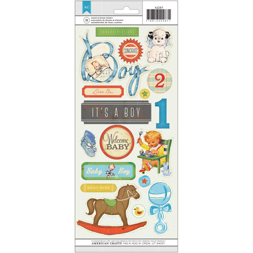 Наклейки American Crafts "Baby Boy", 15 х 30 см