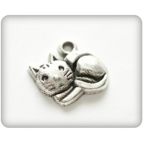 Подвеска металлическая "Котёнок". Цвет серебряный.