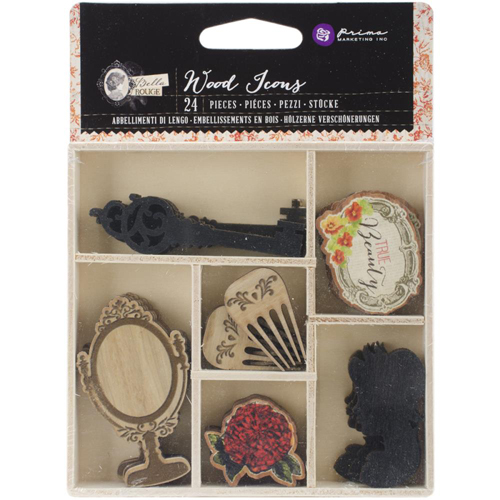 Набор деревянных украшений Prima в коробочке "Bella Rouge"