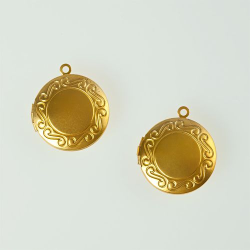 Медальоны Scrapberrys "Круглые с узором", матовое золото, 2 шт