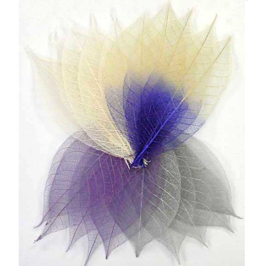 Скелетированные листочки 20 шт. Цвет свадебный микс.