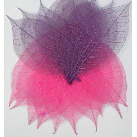 Скелетированные листочки 20 шт. Цвет лавандовый/розовый
