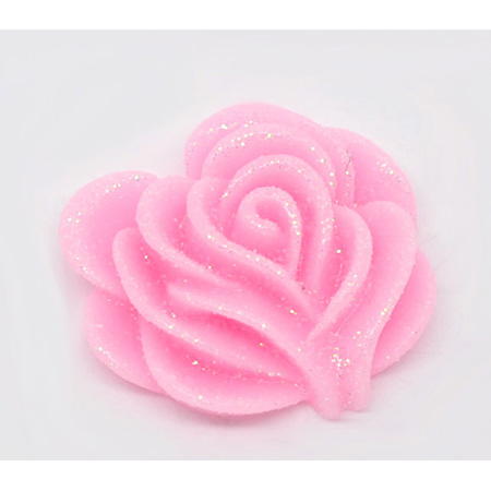 Пластиковый цветок-роза 21 х 19 мм. Цвет розовый.