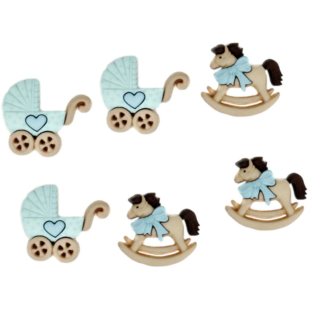 Набор пуговиц Dress It Up "Лошадки и коляски голубые"