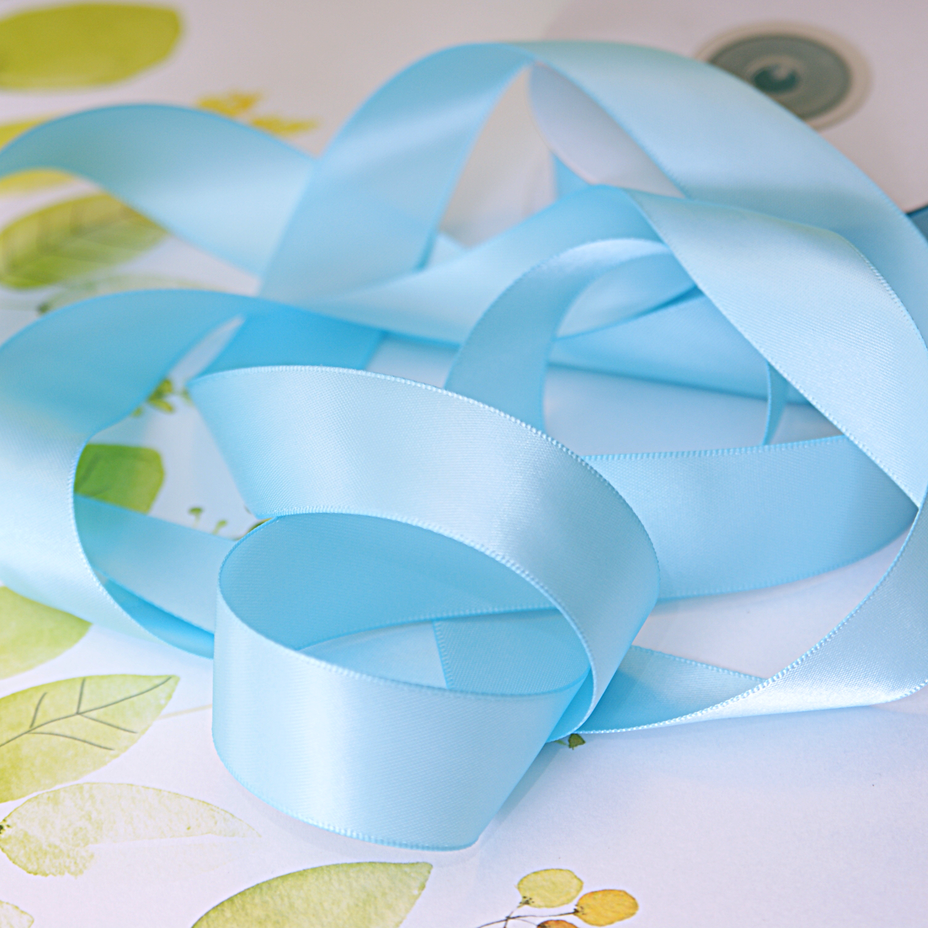 Лента сатиновая 2,5 см. Цвет водная гладь (голубая)