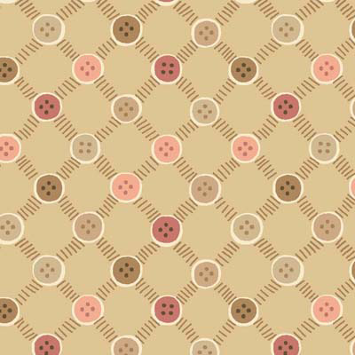 Ткань лоскутная 50 х 55 см "4702", пуговки на бежевом
