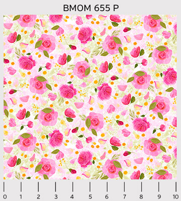 Ткань лоскутная 50 х 55 см "BLISSFUL MOMENTS", розовые цветы