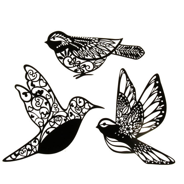 Декор для творчества из тонкого пластика "Птицы"