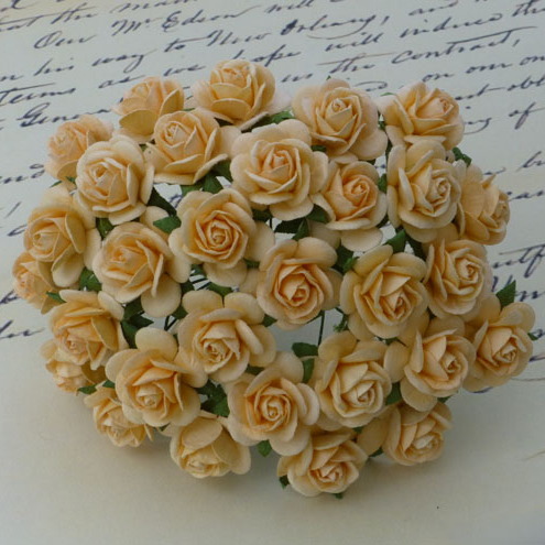 Букет микро-розочек открытых. Цвет бледный персиковый