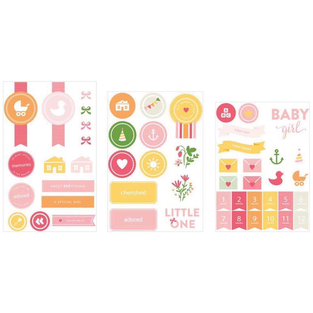 Наклейки из чипборда Project Life "Baby Girl Edition"