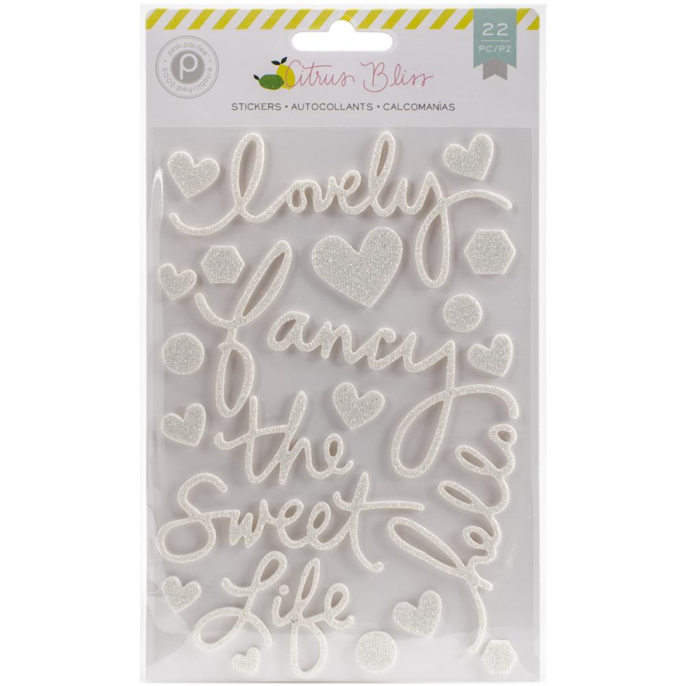 Наклейки объёмные Pink Paislee "Citrus Bliss", слова