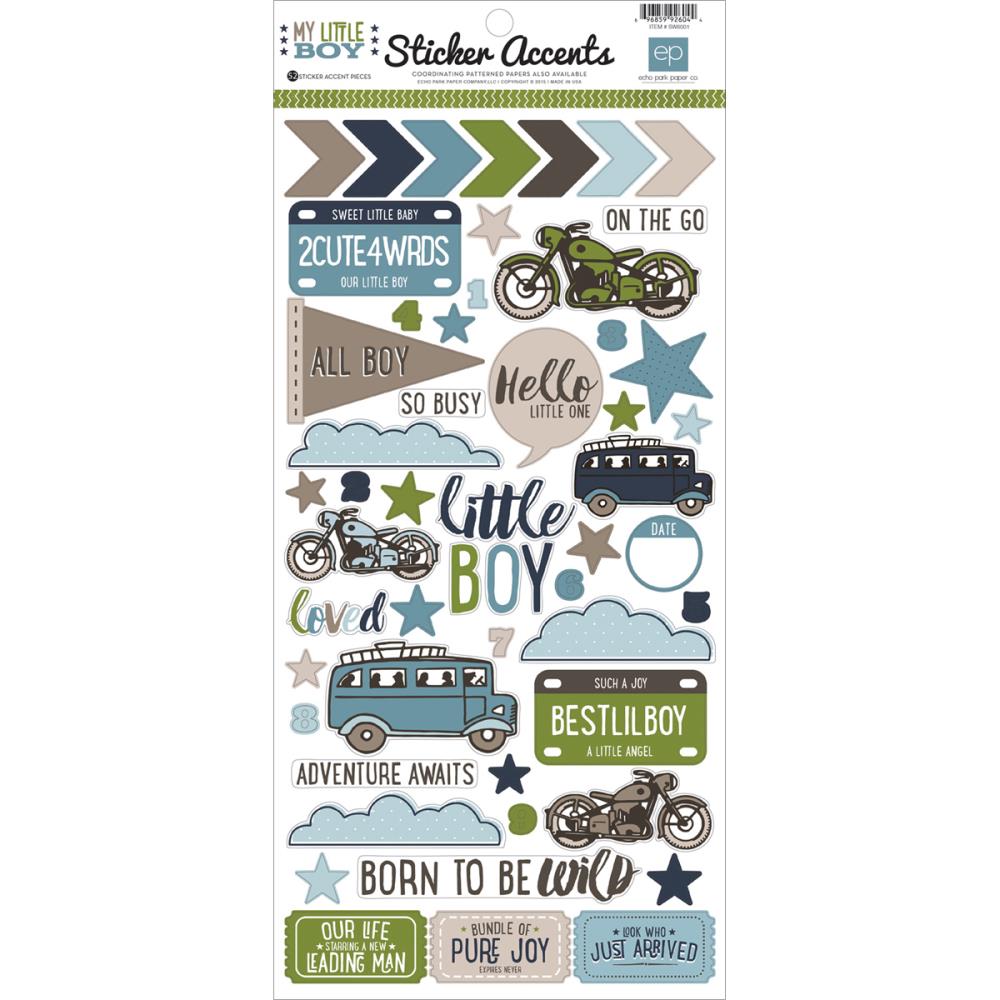 Наклейки картонные Echo Park "My Little Boy" 15 х 30 см
