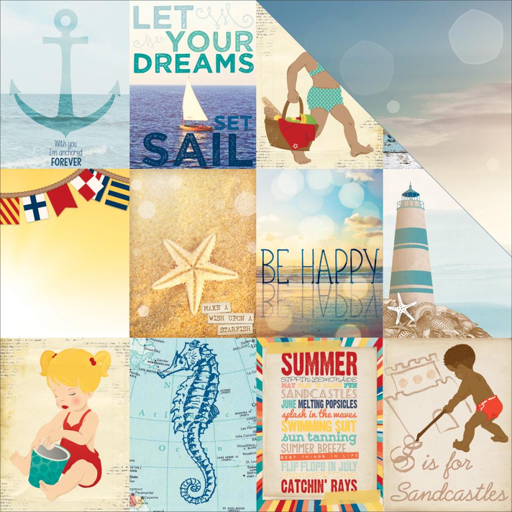 Двусторонняя бумага для скрапбукинга Bo Bunny "Boardwalk" Sandcastle (Bob358)