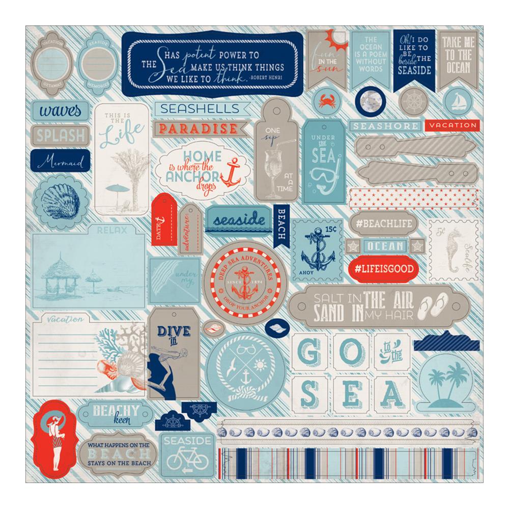 Картонные наклейки Authentique "Seaside",30 х 30 см
