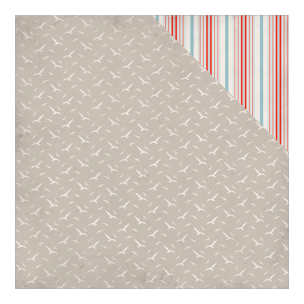 Двусторонняя бумага Authentique "Seaside", Journey Tan Gulls (AU104)