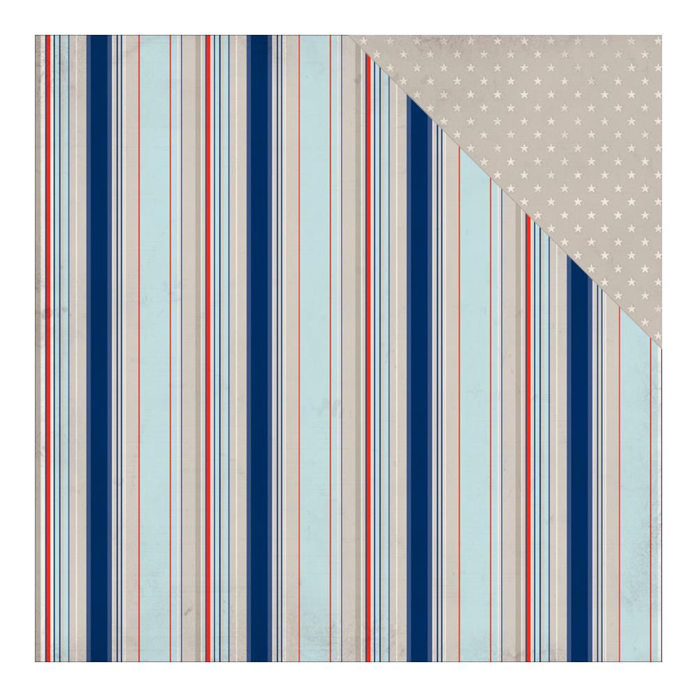 Двусторонняя бумага  Authentique "Seaside",Voyage Multi Stripe (AU108)