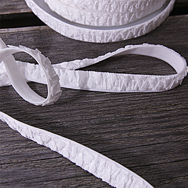 Резинка для блокнотов 11 мм со сборочками, цвет белый