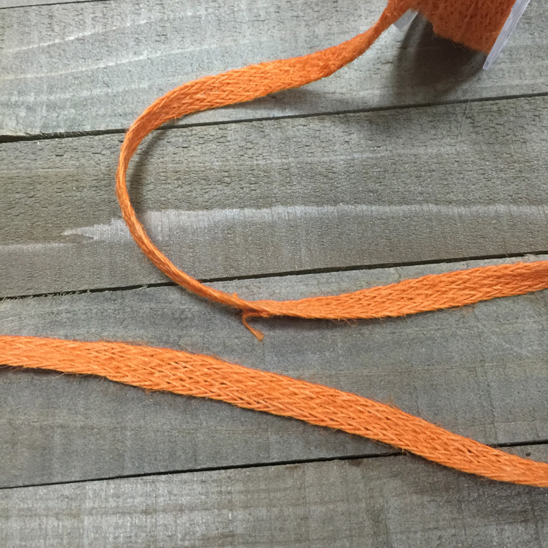 Шерстяная вязаная лента 1 см, цвет оранжевый