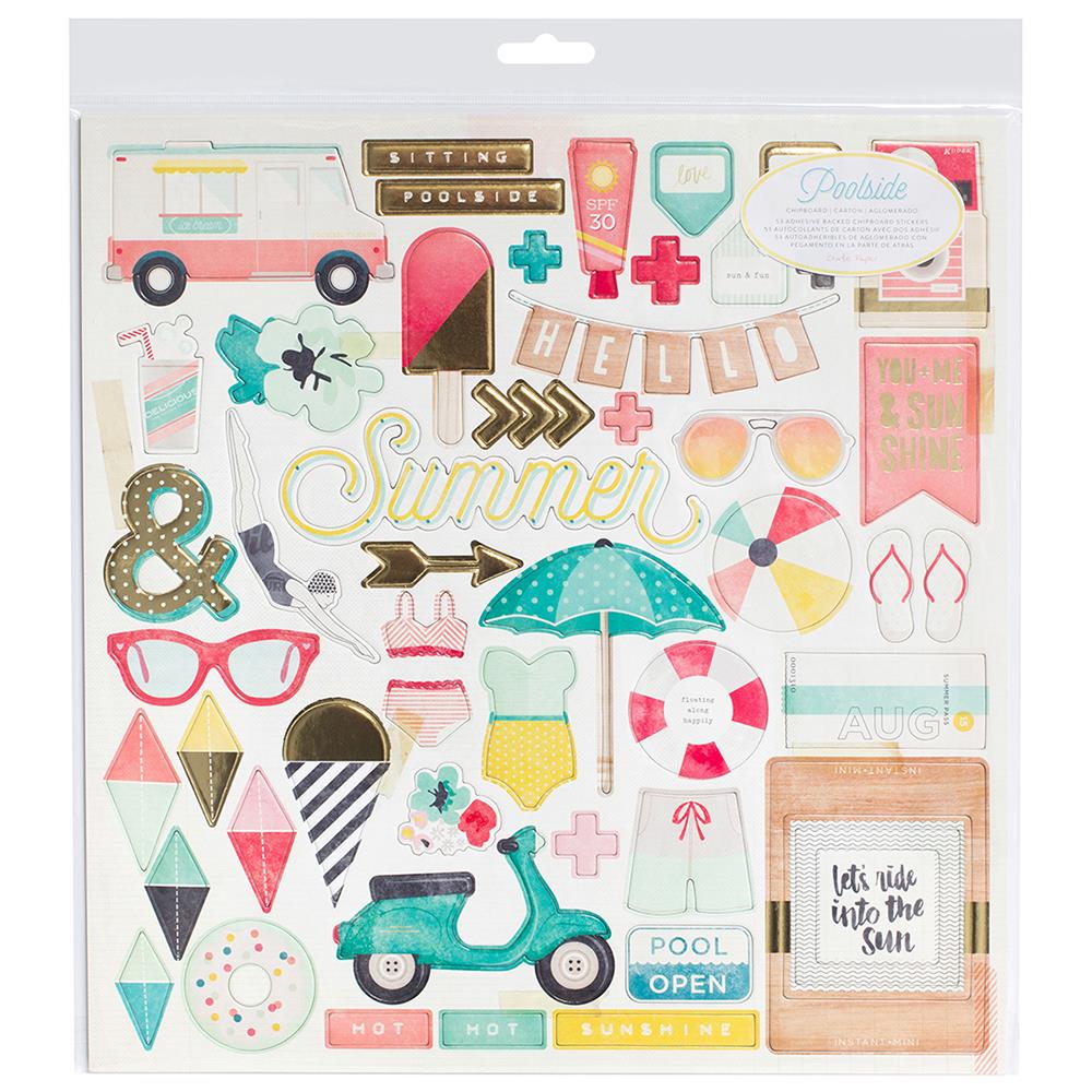 Наклейки из чипборда Crate Paper "Poolside" 30 х 30 см