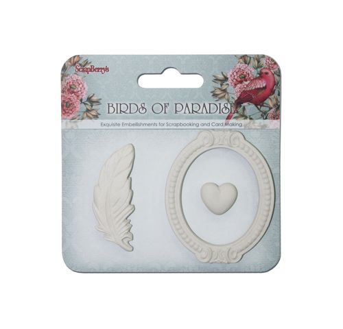 Набор гипсовых фигурок Scrapberrys "Райские птицы, №3, рамки