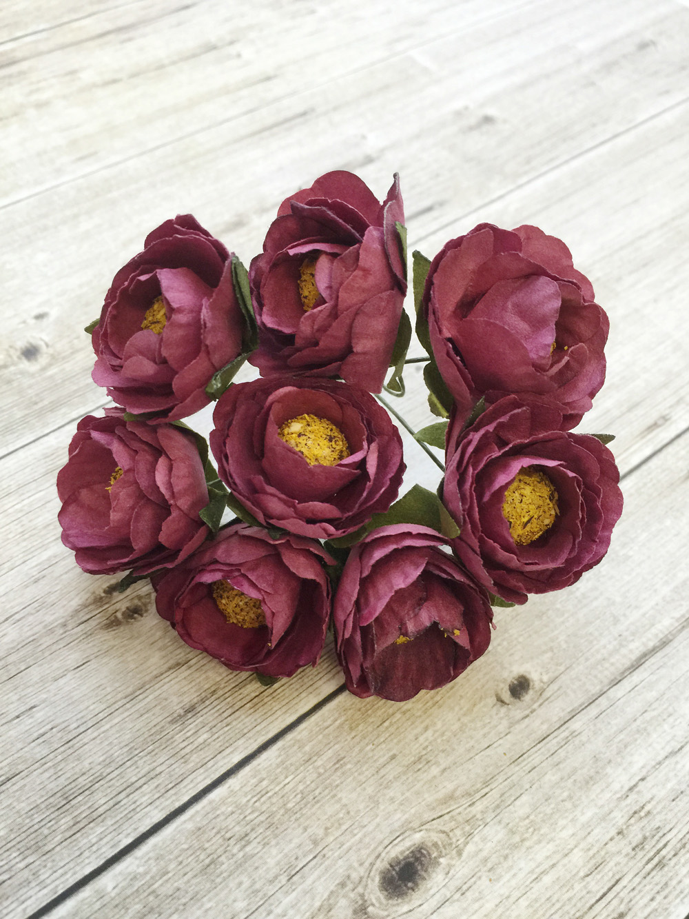 Бумажные цветы MrPainter в букете, цвет Спелый баклажан