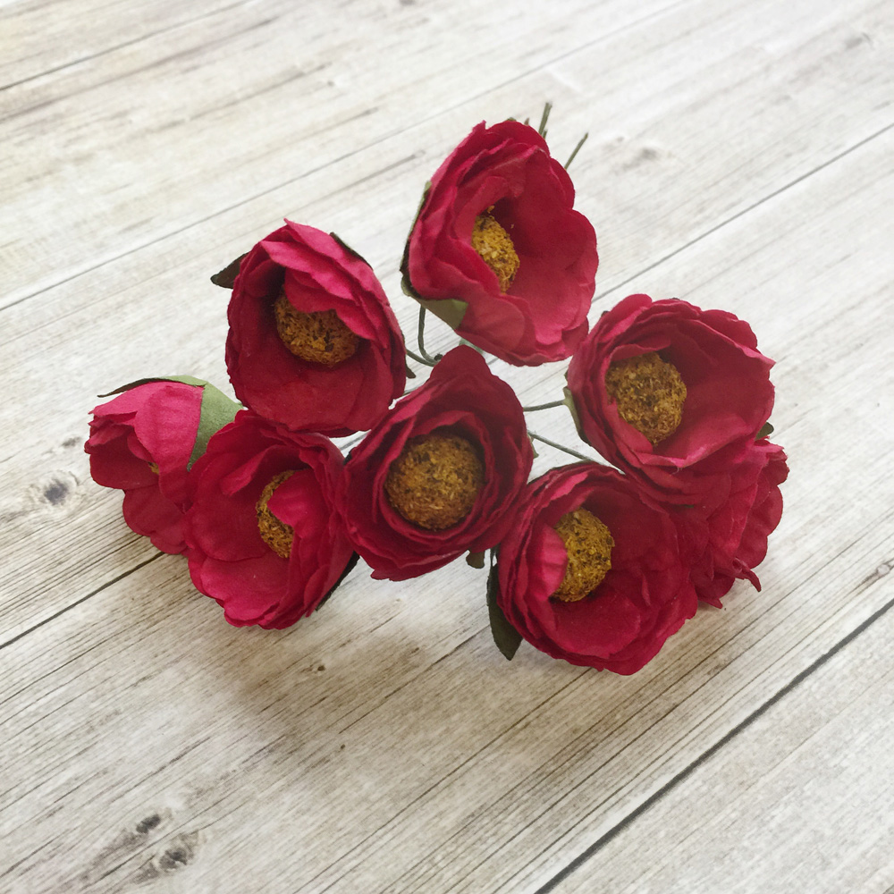 Бумажные цветы MrPainter в букете, цвет Пунцовый закат