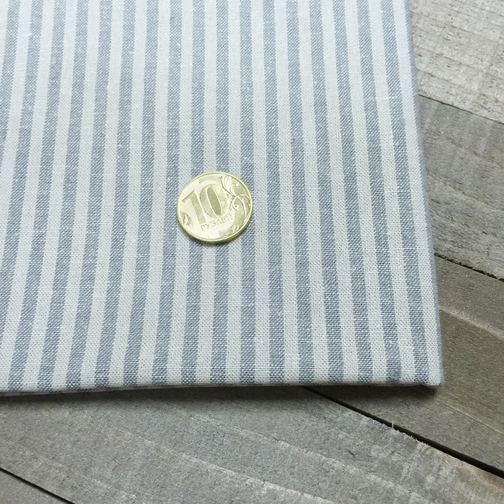 Ткань лоскутная 50 х 55 см "18",лён + хлопок ,серая полоска