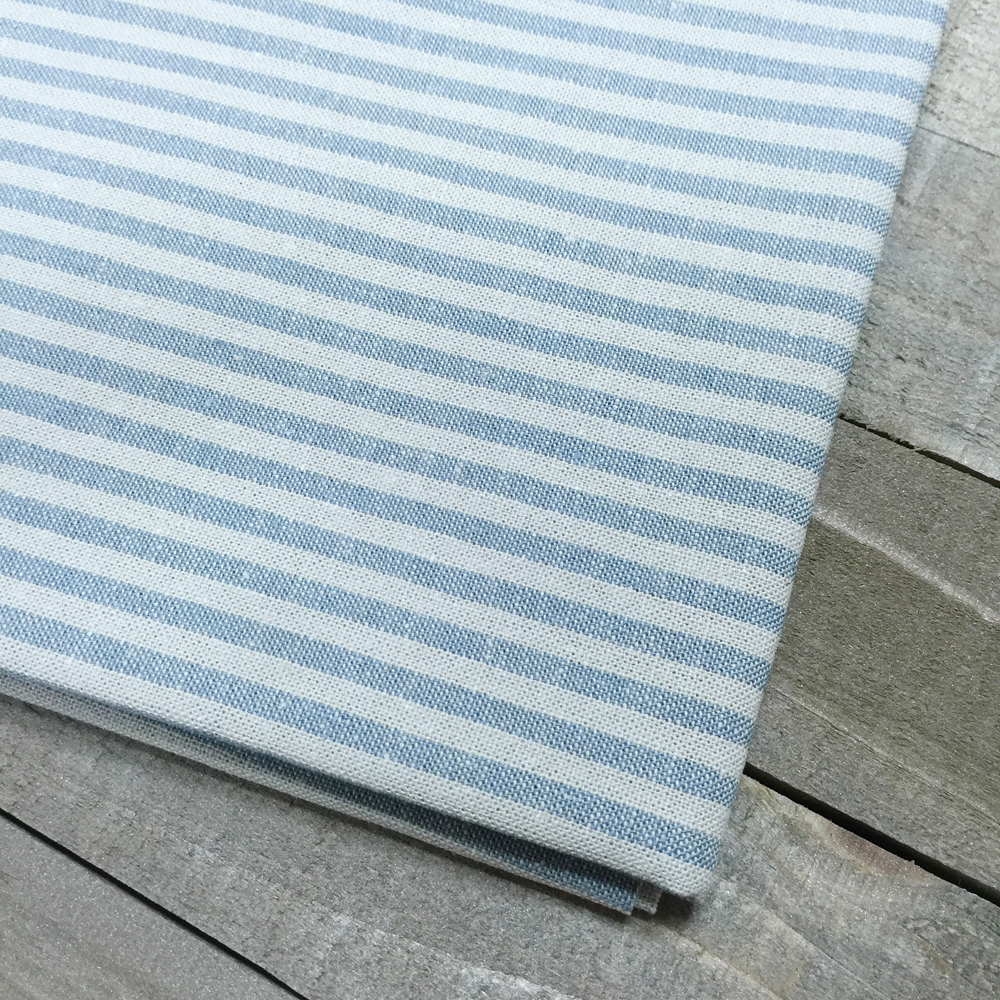 Ткань лоскутная 50 х 55 см "18",лён + хлопок ,голубая полоска