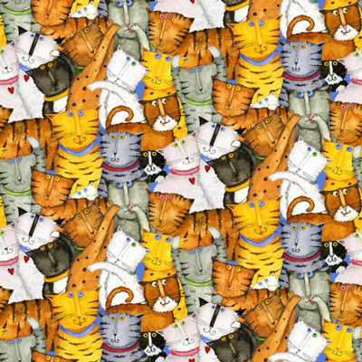 Ткань лоскутная 50 х 55 см "Crazy cats 4500", кошки