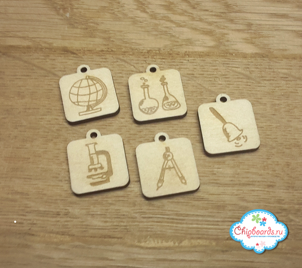 Деревянные украшения Chipboards "Серия"Фишки". Школьный 1"