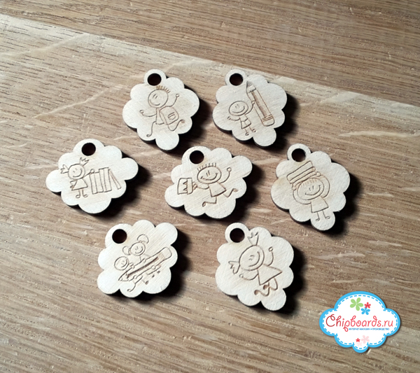 Деревянные украшения Chipboards "Серия"Фишки". Переменка"