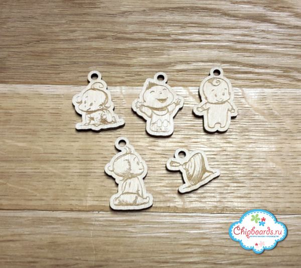 Деревянные украшения Chipboards "Серия"Фишки". Мелкие 1"