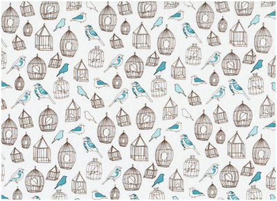 Ткань лоскутная 50 х 55 см "300", клетки и птички