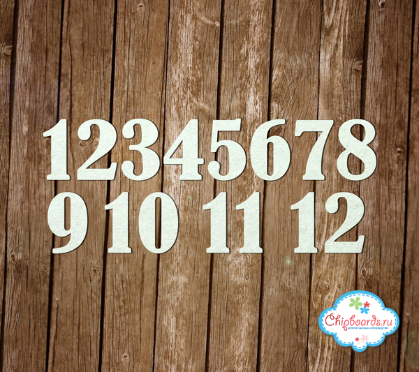 Чипборд Chipboards "Цифры 1-12" 0.9 - 1.15 мм