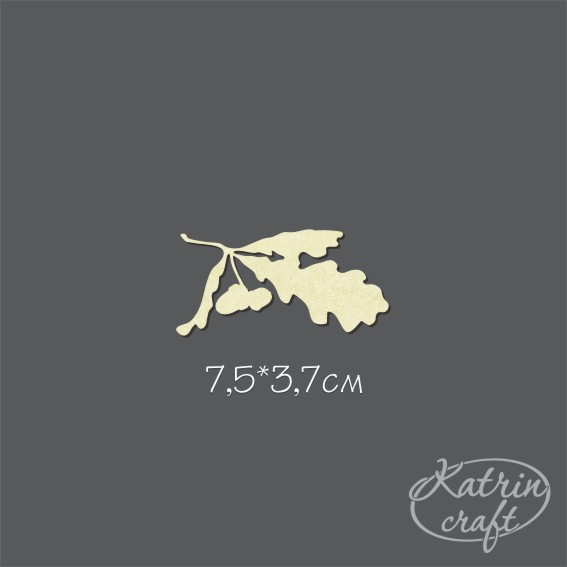 Чипборд "Листья дуба с желудями большие"