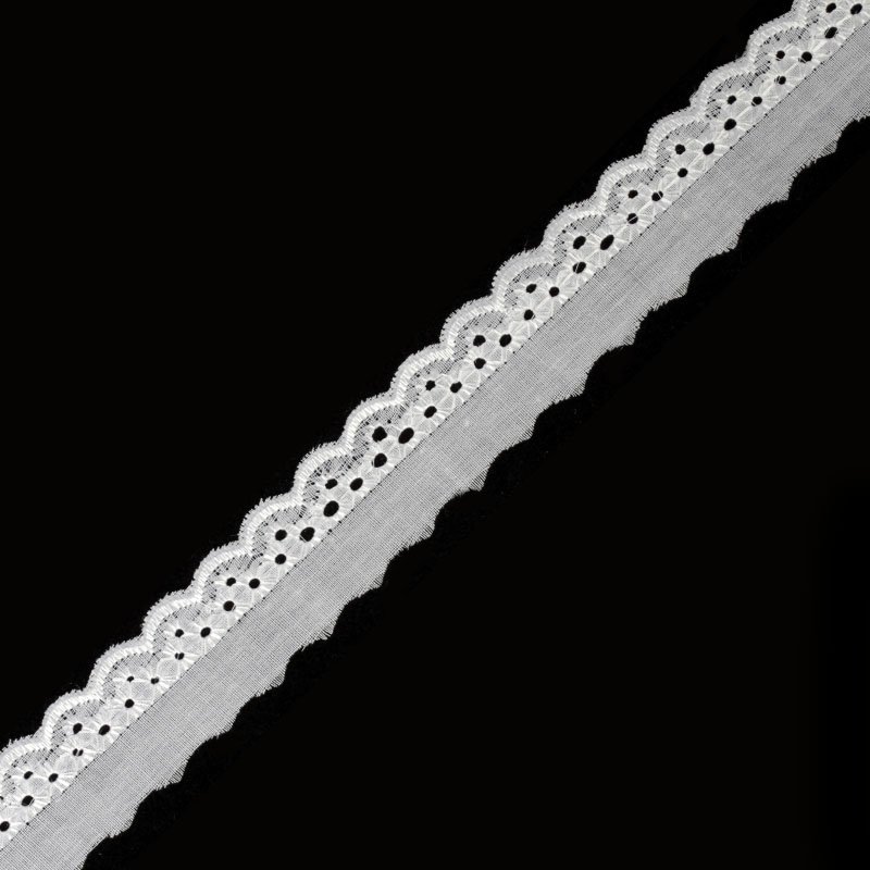 Шитье 2,5 см с вышитым краем, цвет белый