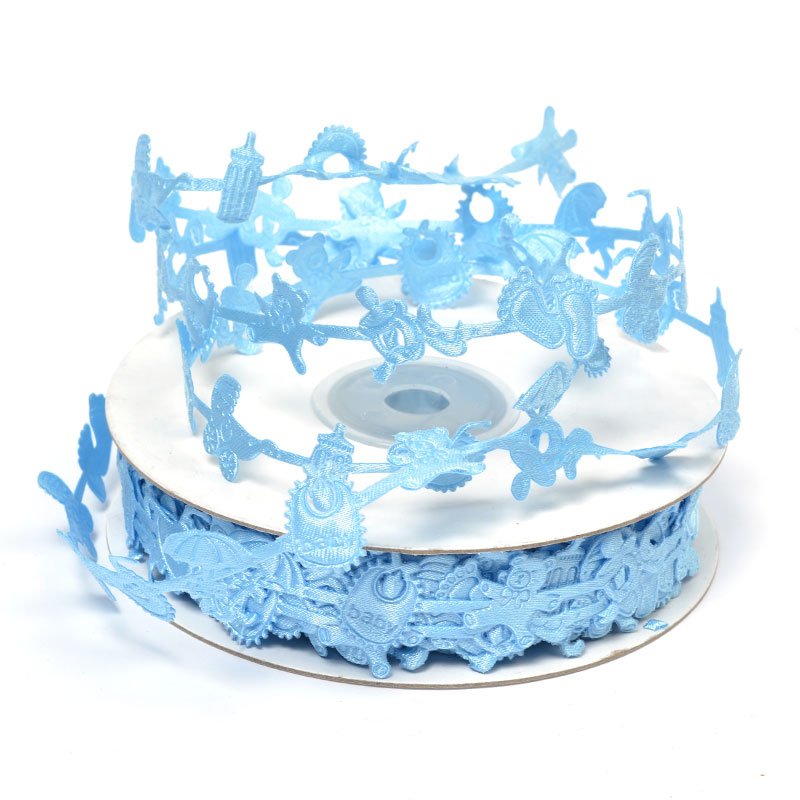 Лента декоративная 20 мм "Для мальчика"цвет голубой