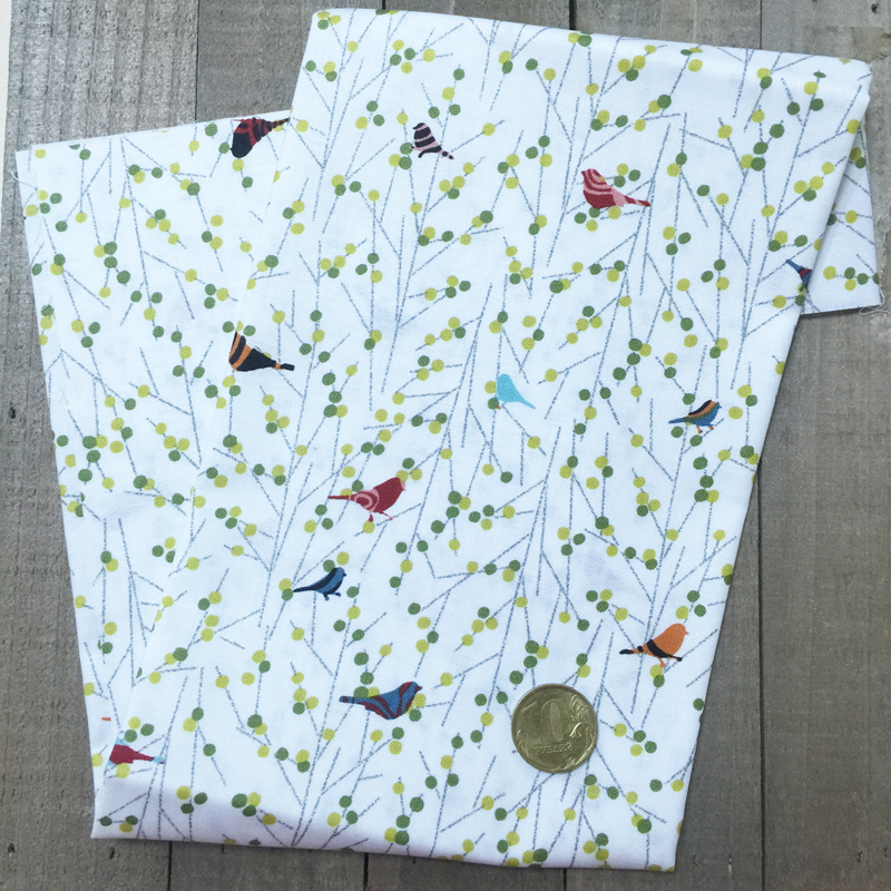Ткань лоскутная 50 х 55 см "Interplay", птички и веточки