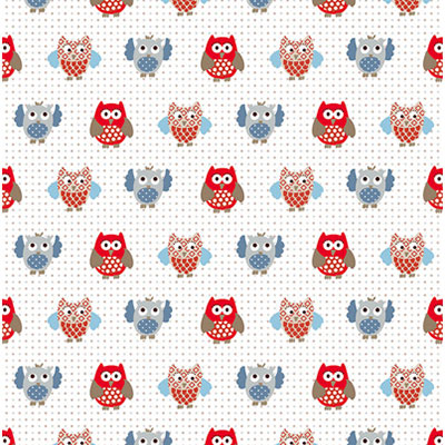 Ткань лоскутная 50 х 55 см "4507", совы на белом