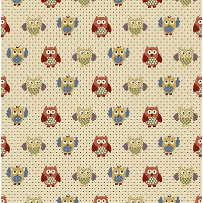 Ткань лоскутная 50 х 55 см "4507", совы на бежевом